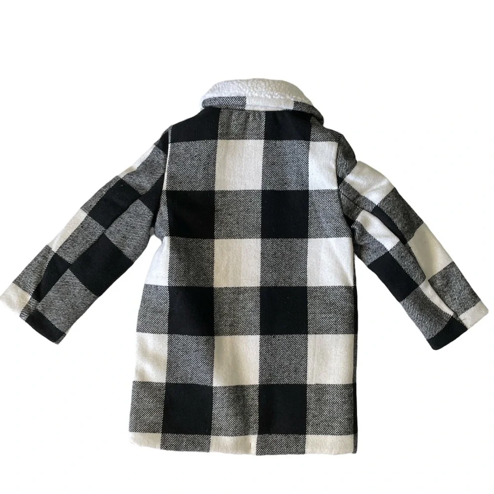 Carter's Little Girls' Toddler Plaid Faux Fur Jacket (4T, Black Plaid)